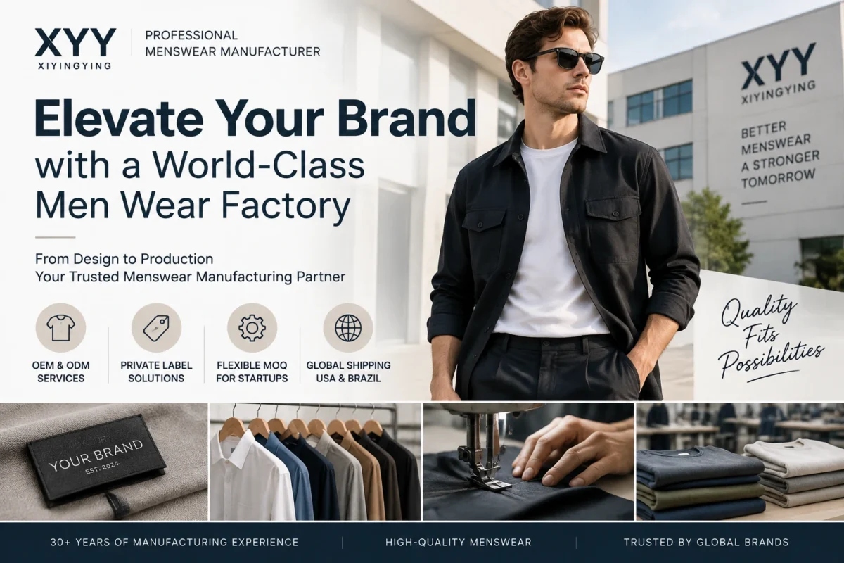 Eleve o nível da sua marca com uma fábrica de roupas masculinas de nível internacional